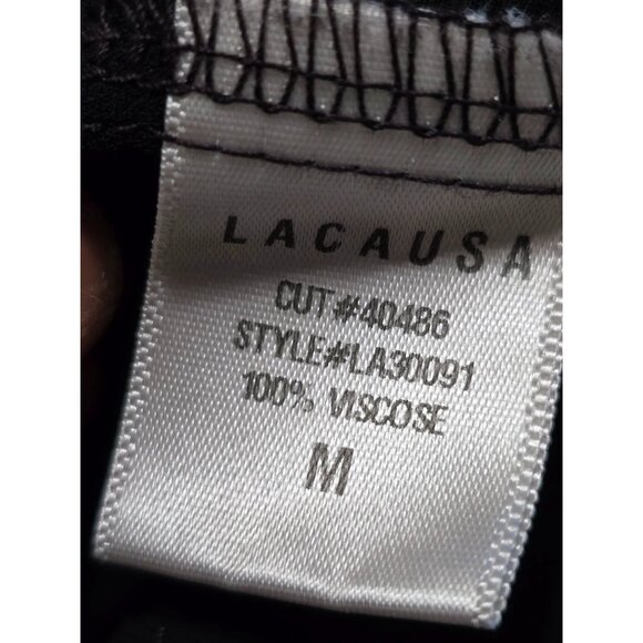 Lacausa Women's Black Sheer V-Neck Tunic Style Size M 100% Viscose Lightweight - Picture 5 of 10